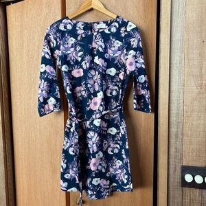 Mata Traders (Size XS) Blue Pink Cotton Floral Dress Boho Festiva Beach